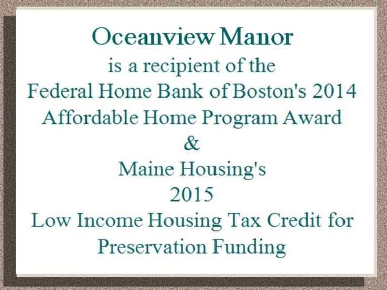 Oceanview Manor is the Recipient of the FHB of Boston's 2014 Affordable Home Program Award
